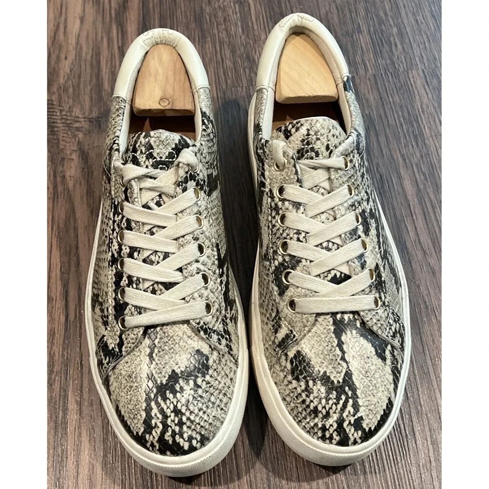 Sam Edelman Ethyl Beach Multi Snake Leather Casual Lace-Up Sneaker Shoes Sz 9.5M